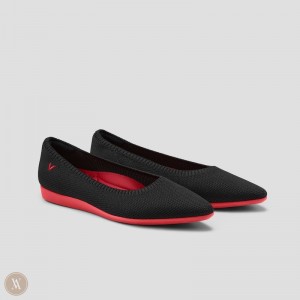 VIVAIA Aria CloudWalker Lightweight Pointed-Ballerinas Dames Zwart Rood | BFP-2994