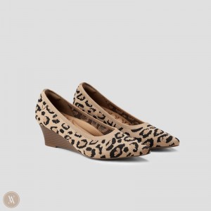 VIVAIA Aria Wedge Pro Pointed-Toe Wedge Dames Donkerleopard | LCD-3840