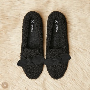 VIVAIA Audrey Round-Toe Recycled Faux Fur Loafers Dames Zwart | VNZ-2726