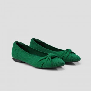 VIVAIA Bibi Round-Toe Knotted Platte Schoenen Dames Groen | PPR-9083