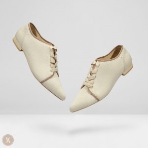 VIVAIA Grace Pointed-Toe Lace-Up Oxfords Dames Room Wit | FYM-2532