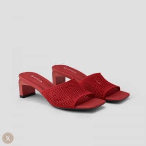 VIVAIA Juliet Square-Toe Block Heel Slide Dames Rood | AZQ-3493