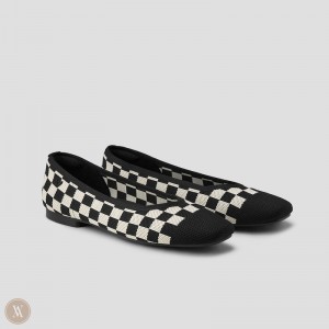 VIVAIA Margot 2.0 Square-Toe V-Cut Platte Schoenen Dames Checker | IDM-4734