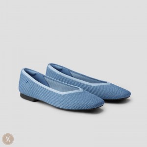 VIVAIA Margot 2.0 Square-Toe V-Cut Platte Schoenen Dames Blauw | TQY-2740