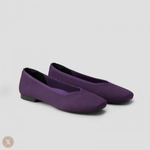 VIVAIA Margot 2.0 Square-Toe V-Cut Platte Schoenen Dames Eggplant | JWI-6352