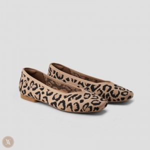 VIVAIA Margot 2.0 Square-Toe V-Cut Platte Schoenen Dames Donkerleopard | MJS-8317