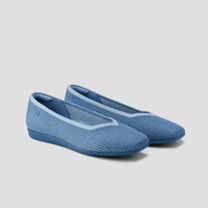 VIVAIA Margot Walker Lightweight Square-Toe V-Cut Platte Schoenen Dames Blauw | PXK-3411