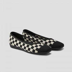 VIVAIA Margot Walker Lightweight Square-Toe V-Cut Platte Schoenen Dames Checker | KMX-6196