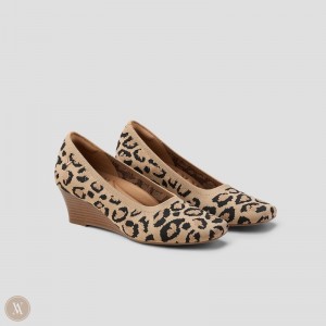 VIVAIA Margot Wedge Pro Square-toe Wedge Dames Donkerleopard | RCN-9017