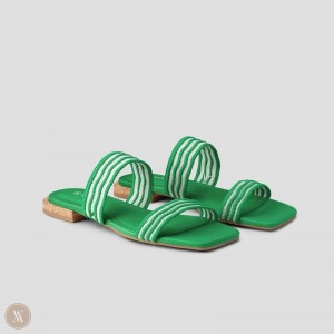 VIVAIA Maya Square-Toe Slide Sandalen Dames Groen | YBZ-4378