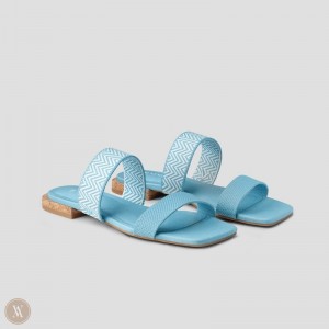 VIVAIA Maya Square-Toe Slide Sandalen Dames Blauw | VAB-6232