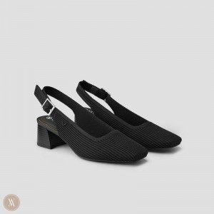 VIVAIA Melody Slingback Square Toe Block Heel Dames Zwart | IAG-5980