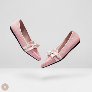 VIVAIA Michelle Pointed-Toe Bow Loafers Dames Roze | EAM-4623