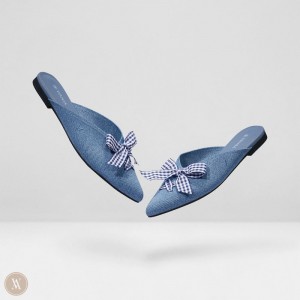 VIVAIA Molly Pointed-Toe Bow Mules Dames Grijs Blauw | MQI-1796