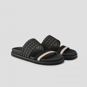 VIVAIA Naina Double Straps Slide Sandalen Dames Zwart | AYK-4515