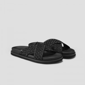 VIVAIA Natalia Criss Cross Straps Badeslippers Dames Zwart | RAI-8197