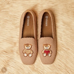 VIVAIA Samantha Squared-Toe Terry Knit Loafers Dames Nutmeg - Bear | UOY-7044