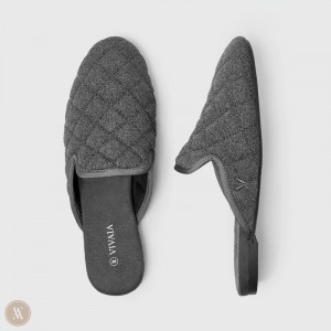 VIVAIA Sherry Round-Toe Quilted Mules Dames Grijs | ZPA-5399