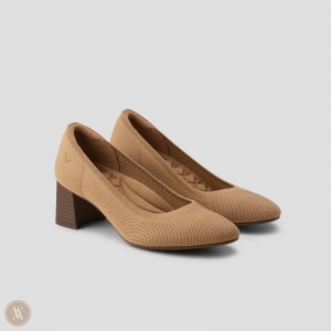 VIVAIA Tamia Block Heel Almond Toe Hakken Dames Nutmeg | YLT-9093