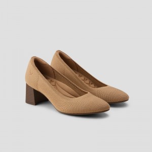 VIVAIA Tamia Block Heel Almond Toe Hakken Dames Nutmeg | UCV-7703