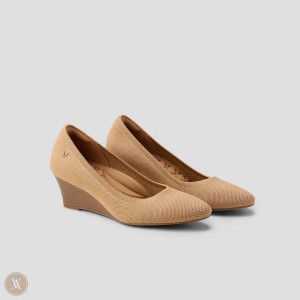 VIVAIA Tamia Wedge Pro Almond-Toe Wedge Dames Nutmeg | MYH-4536