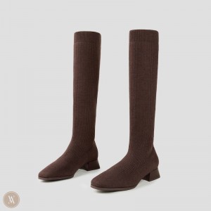 VIVAIA Tara Knee-High Water Repellent Wollen Laarzen Dames Donkerchocola | KUM-8578