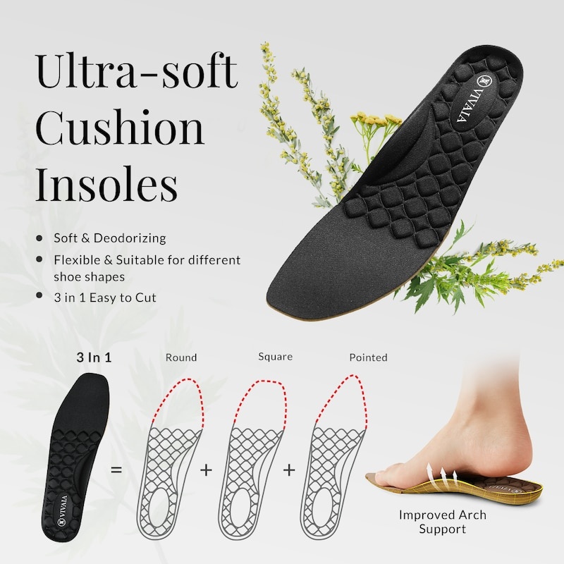 VIVAIA 3-in-1 Cuttable Ultra-Soft Insole Inlegzolen Dames Zwart | RXM-6863