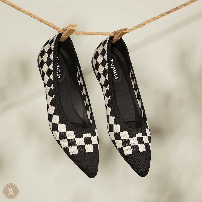 VIVAIA Aria 5° Pointed-Toe Ballerinas Dames Checker | PAK-6190