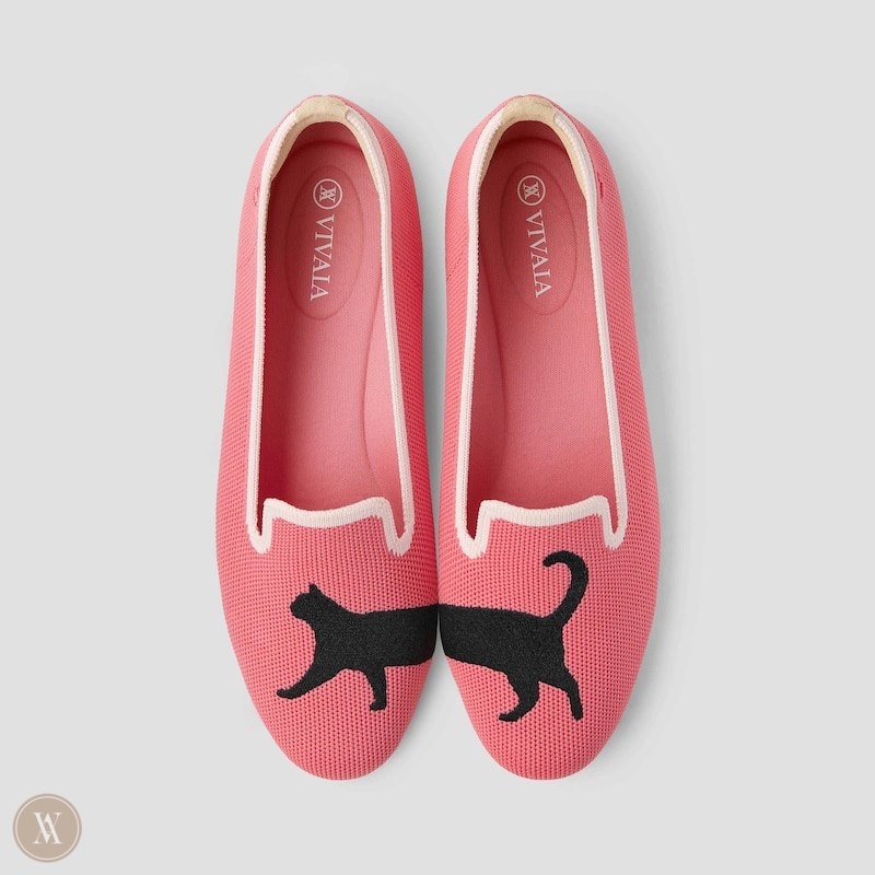 VIVAIA Audrey Round-Toe Embroidered Loafers Dames Roze | OIV-2730