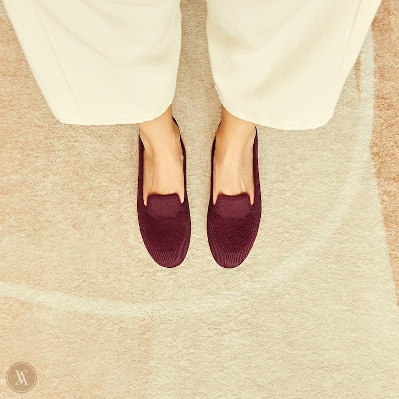 VIVAIA Audrey Round-Toe Faux Mink-Knit Loafers Dames Bordeaux | EGF-7035