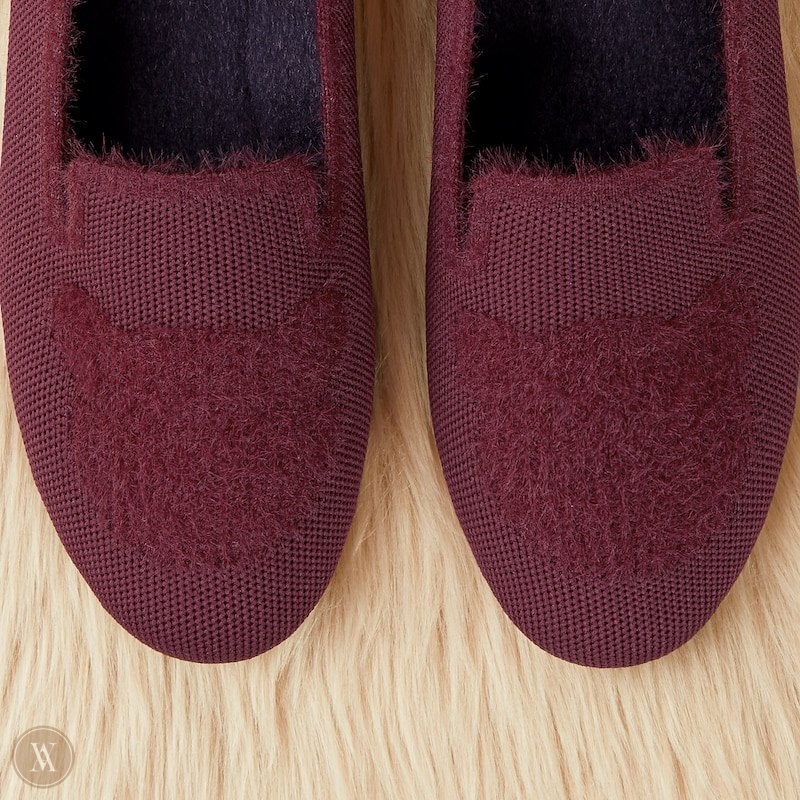 VIVAIA Audrey Round-Toe Faux Mink-Knit Loafers Dames Bordeaux | EGF-7035