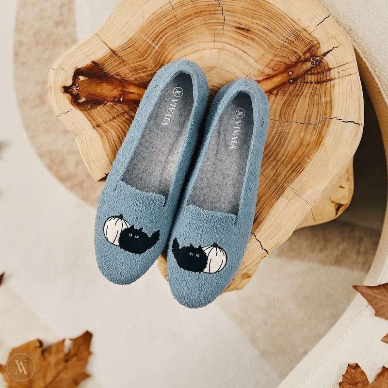 VIVAIA Audrey Round-Toe Terry Knit Loafers Dames Grijs Blauw | ARI-1291