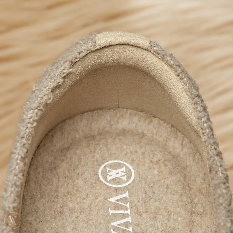 VIVAIA Audrey Round-Toe Terry Knit Loafers Dames Latte - Llama | DNB-2169