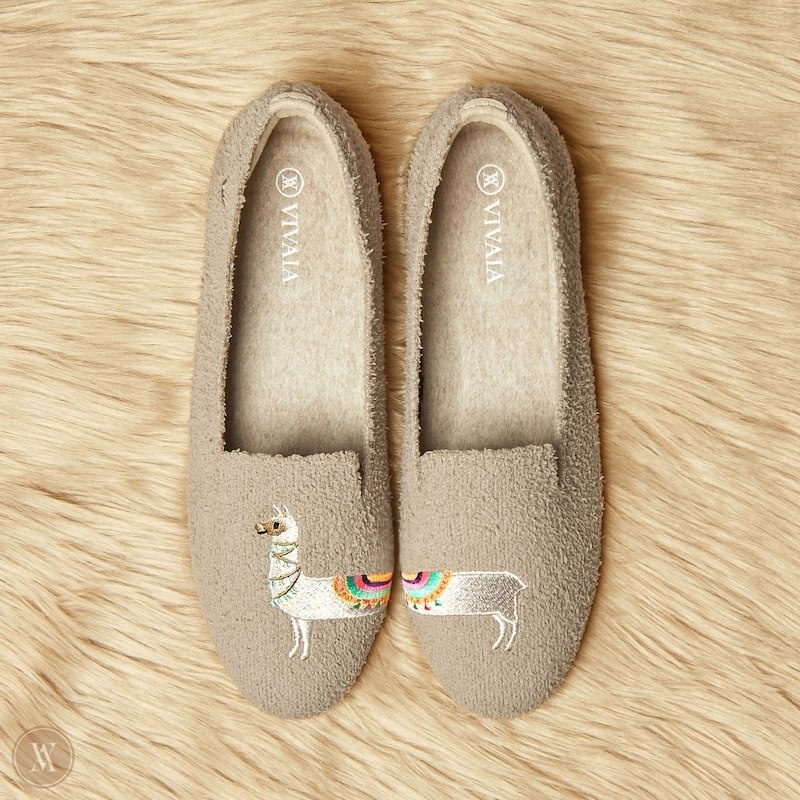 VIVAIA Audrey Round-Toe Terry Knit Loafers Dames Latte - Llama | DNB-2169