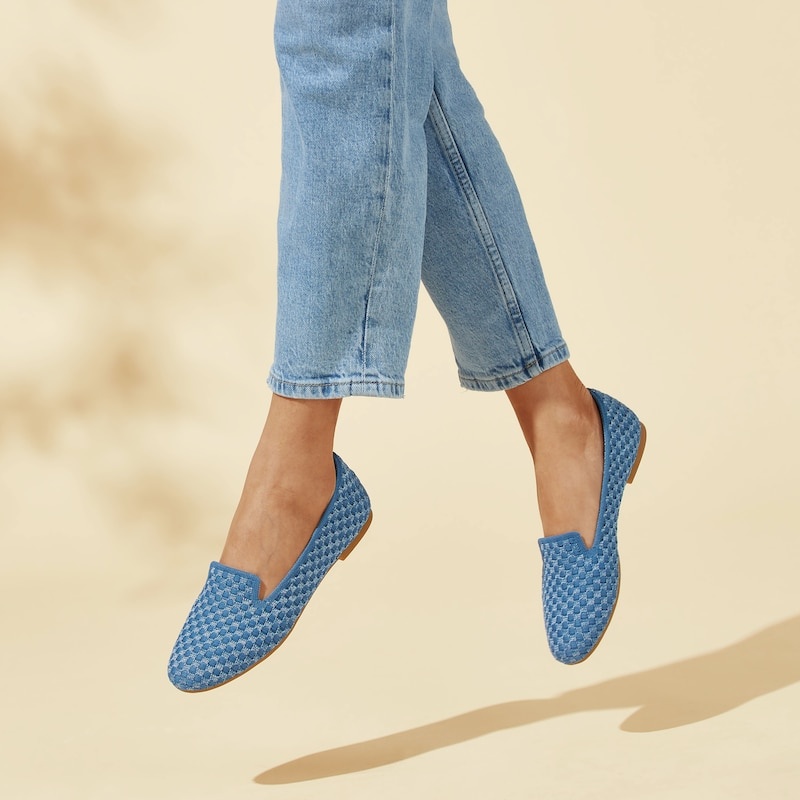 VIVAIA Audrey Round-Toe Woven Knit Loafers Dames Denim Woven | RRR-4072