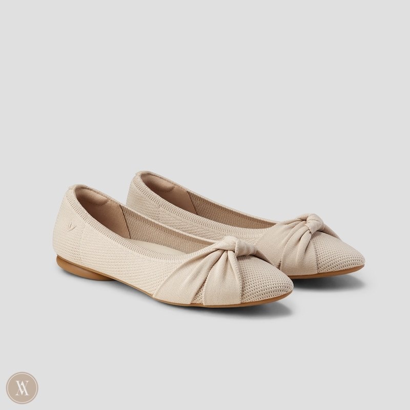 VIVAIA Bibi Round-Toe Knotted Platte Schoenen Dames Almond | ADU-6871