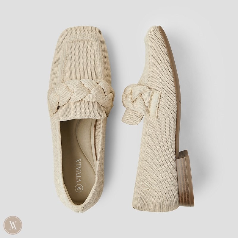 VIVAIA Caitlin Square-Toe Knot Loafers Dames Almond | AFI-7690