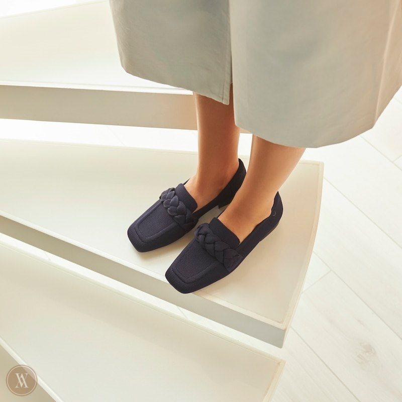 VIVAIA Caitlin Square-Toe Knot Loafers Dames Donkerblauw | SOT-2411