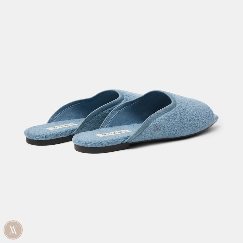 VIVAIA Helen Square-Toe Fluffy Badeslippers Dames Turquoise Blauw | RHJ-9591