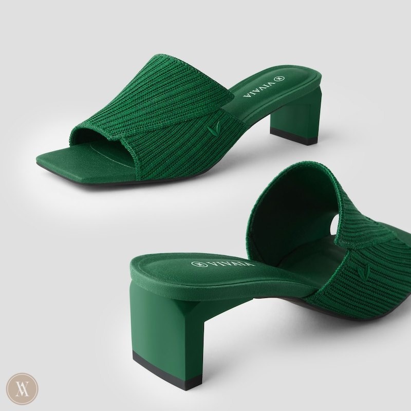 VIVAIA Jade Square-Toe Block Heel Slide Dames Groen | OLV-3169