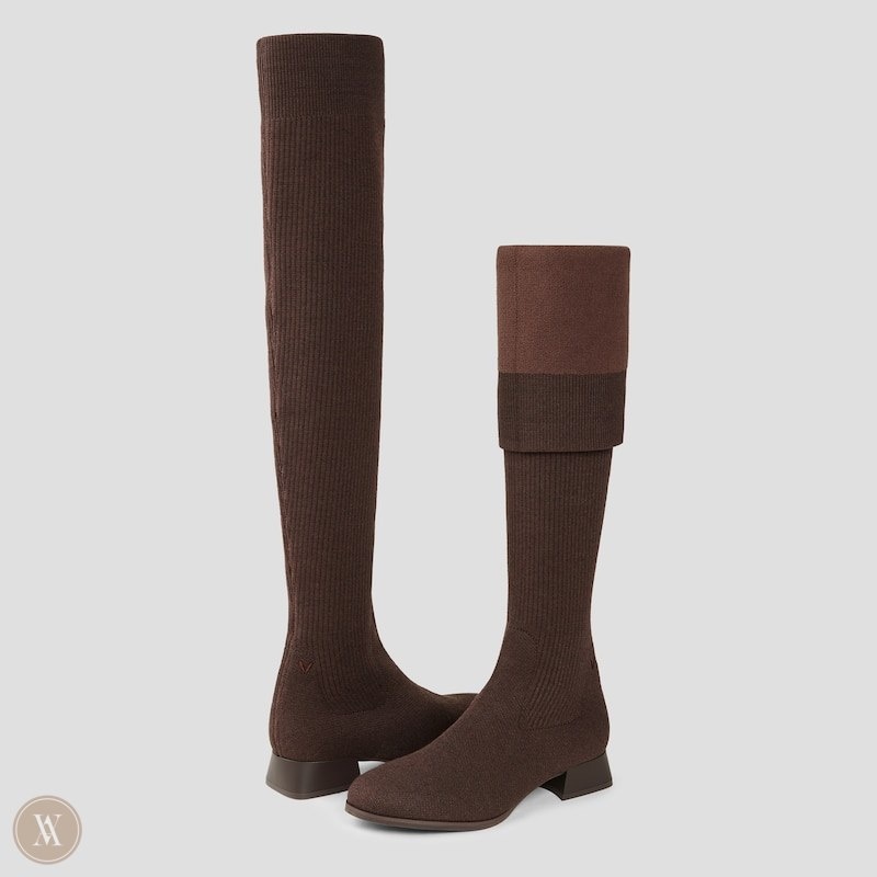 VIVAIA Madeline Over-Knee Water Repellent Wollen Laarzen Dames Donkerchocola | VZY-0228