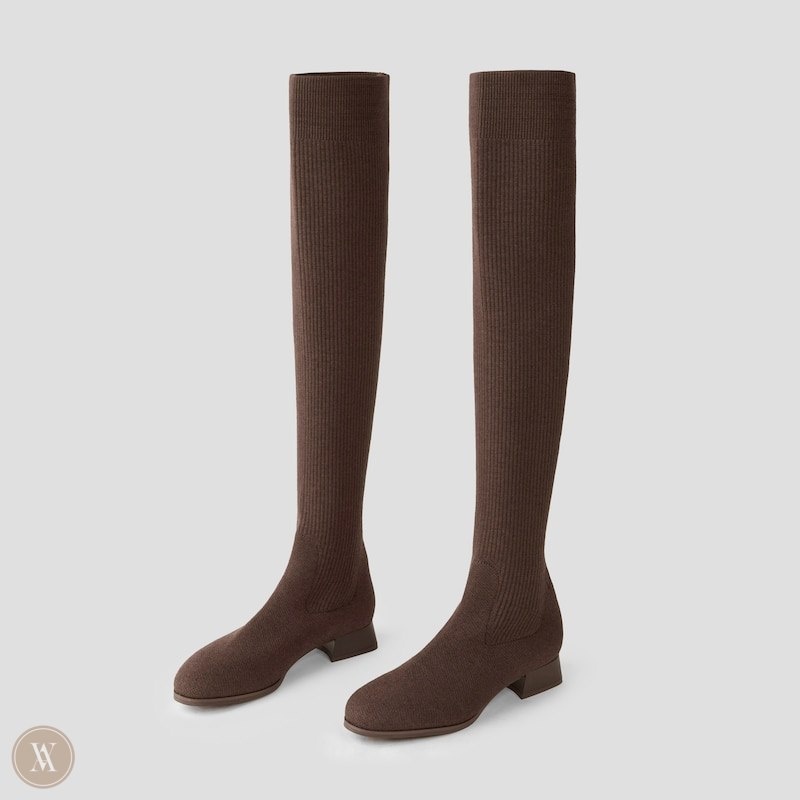 VIVAIA Madeline Over-Knee Water Repellent Wollen Laarzen Dames Donkerchocola | VZY-0228