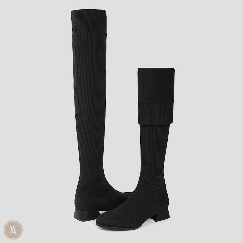 VIVAIA Madeline Over-Knee Water Repellent Wollen Laarzen Dames Zwart | SPN-5023