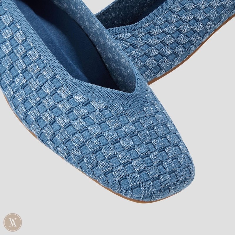 VIVAIA Margot 2.0 Square-Toe V-Cut Platte Schoenen Dames Denim Woven | TPY-3949