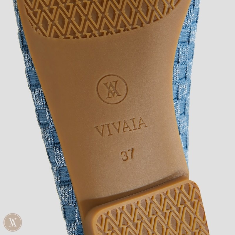 VIVAIA Margot 2.0 Square-Toe V-Cut Platte Schoenen Dames Denim Woven | TPY-3949