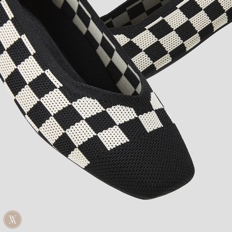 VIVAIA Margot 2.0 Square-Toe V-Cut Platte Schoenen Dames Checker | IDM-4734