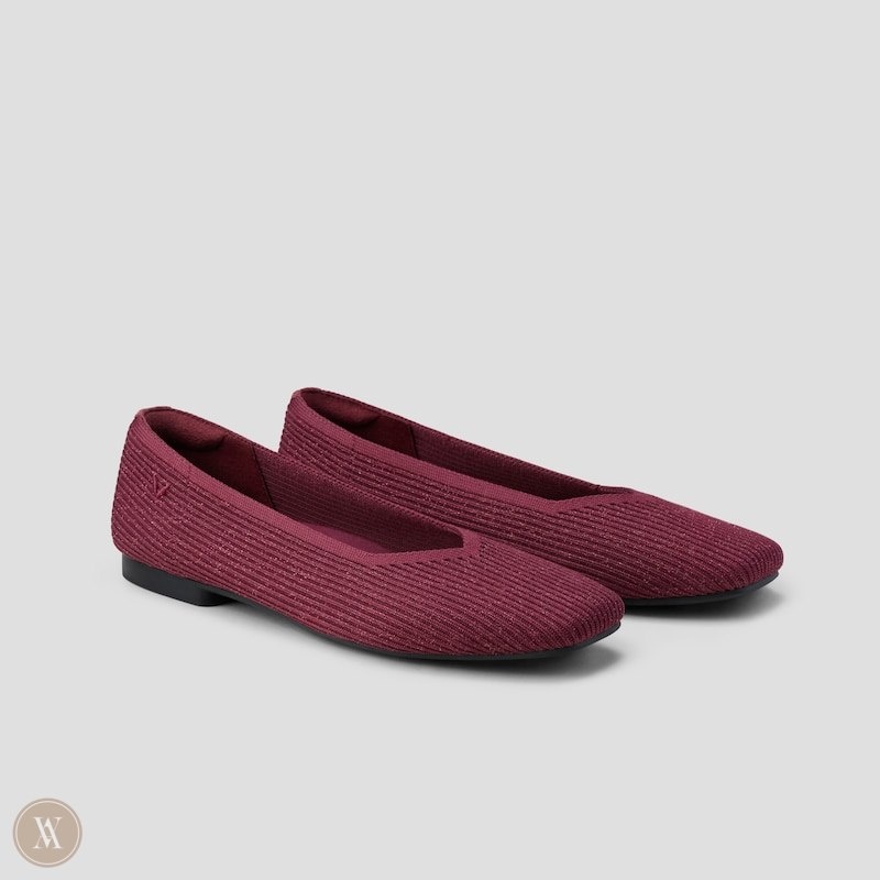 VIVAIA Margot 2.0 Square-Toe V-Cut Platte Schoenen Dames Bordeaux | ZRH-4199