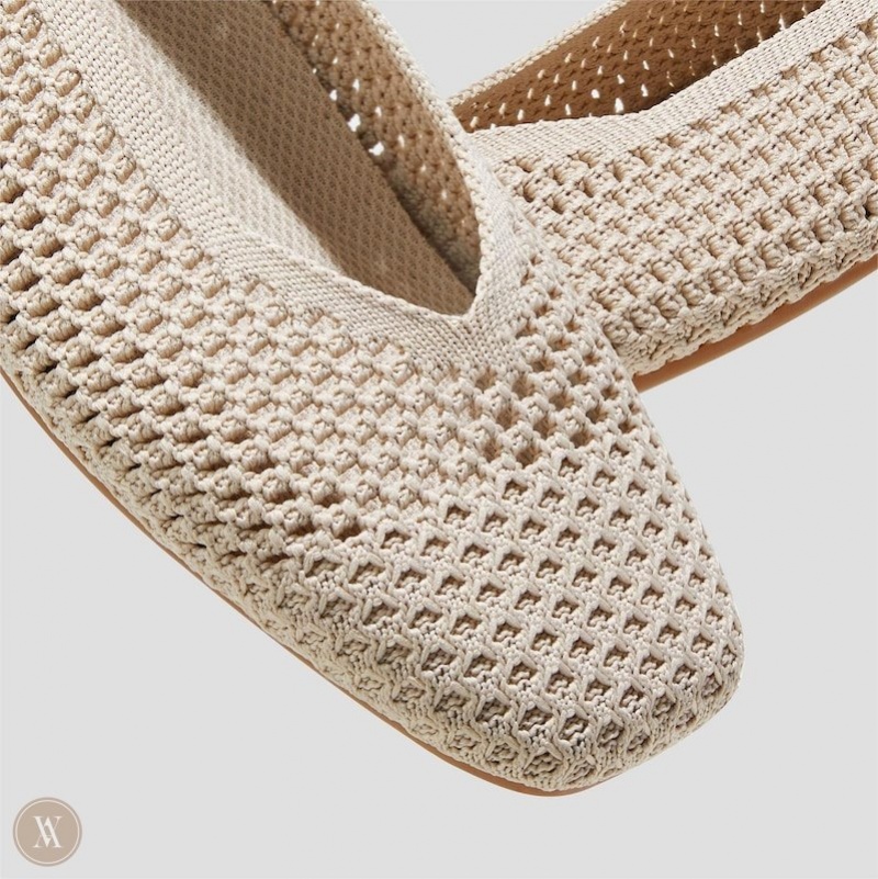 VIVAIA Margot 2.0 Square-Toe V-Cut Mesh Platte Schoenen Dames Almond Mesh | LUB-8051