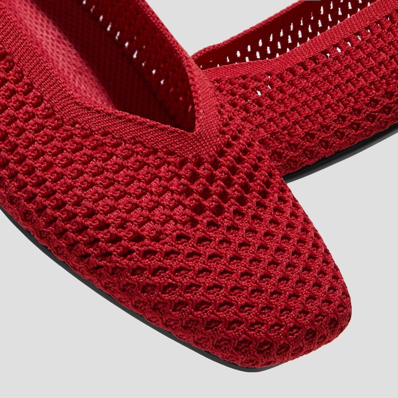 VIVAIA Margot 2.0 Square-Toe V-Cut Mesh Platte Schoenen Dames Rood | JSK-1380