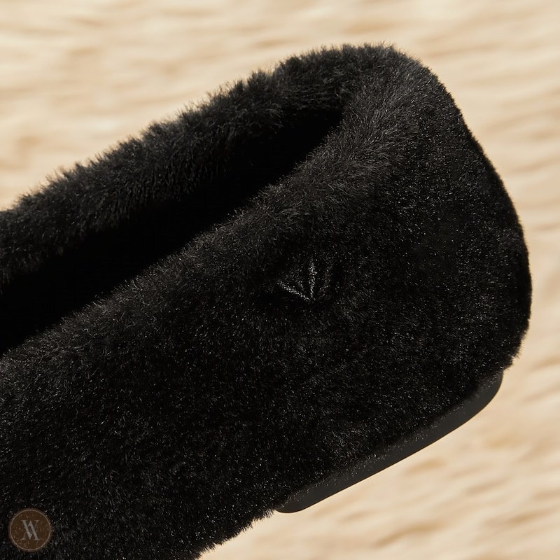 VIVAIA Margot Square-Toe Recycled Mink Faux Fur Platte Schoenen Dames Zwart | HKW-4418